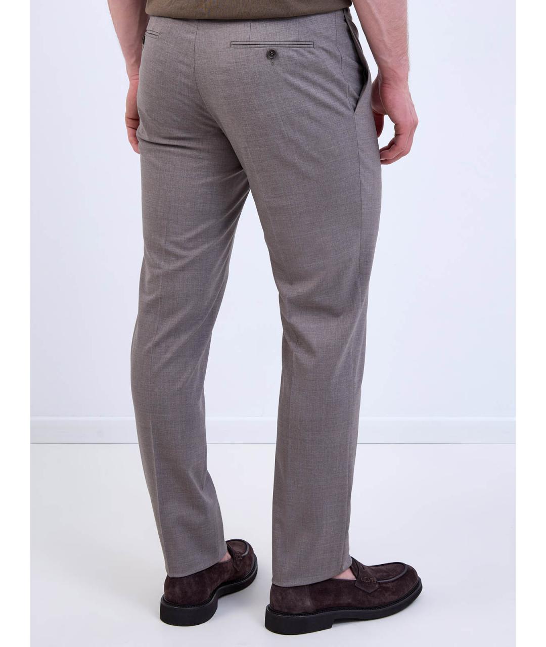 CANALI Бежевые шерстяные повседневные брюки, фото 4