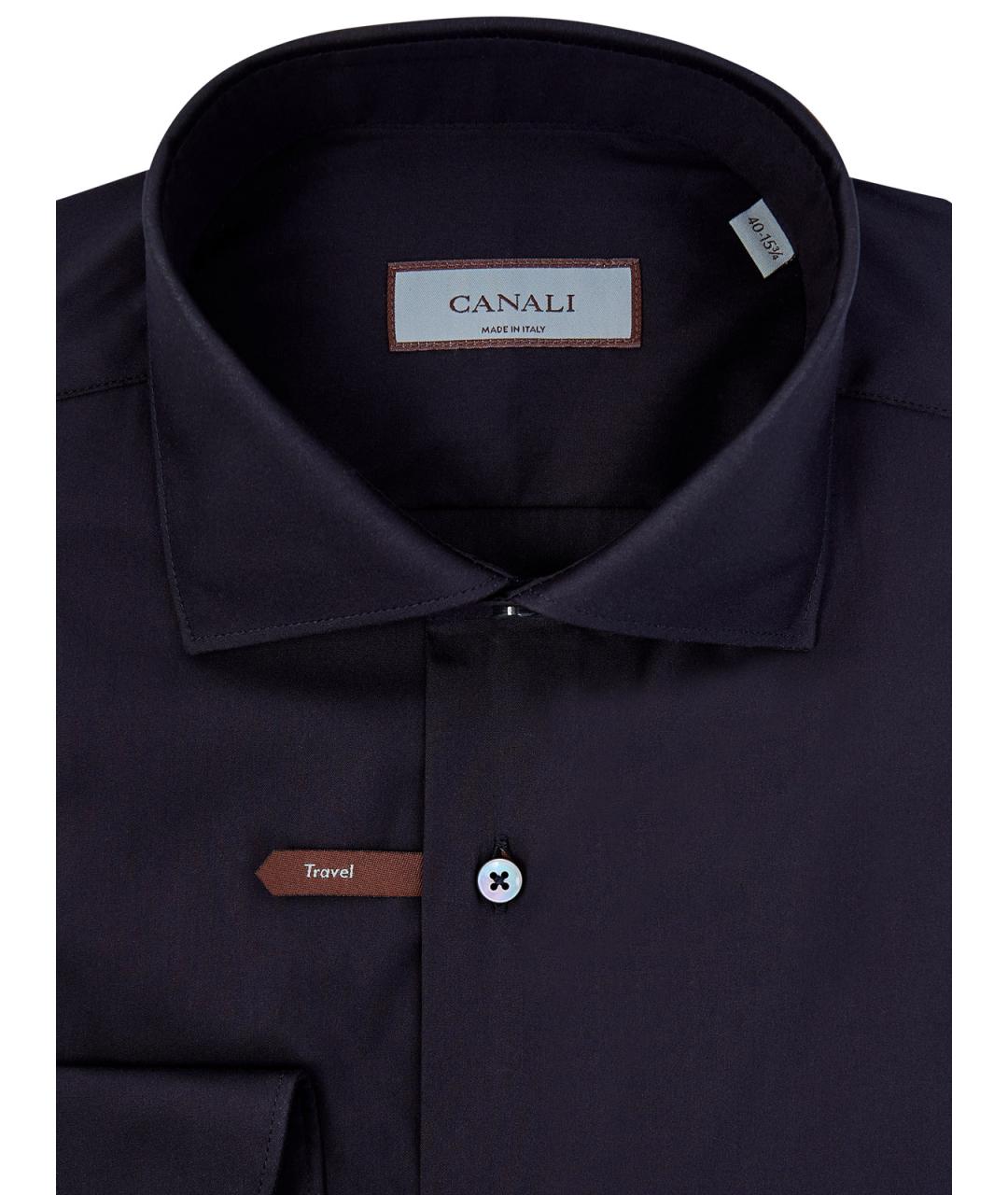CANALI Черная хлопковая классическая рубашка, фото 2