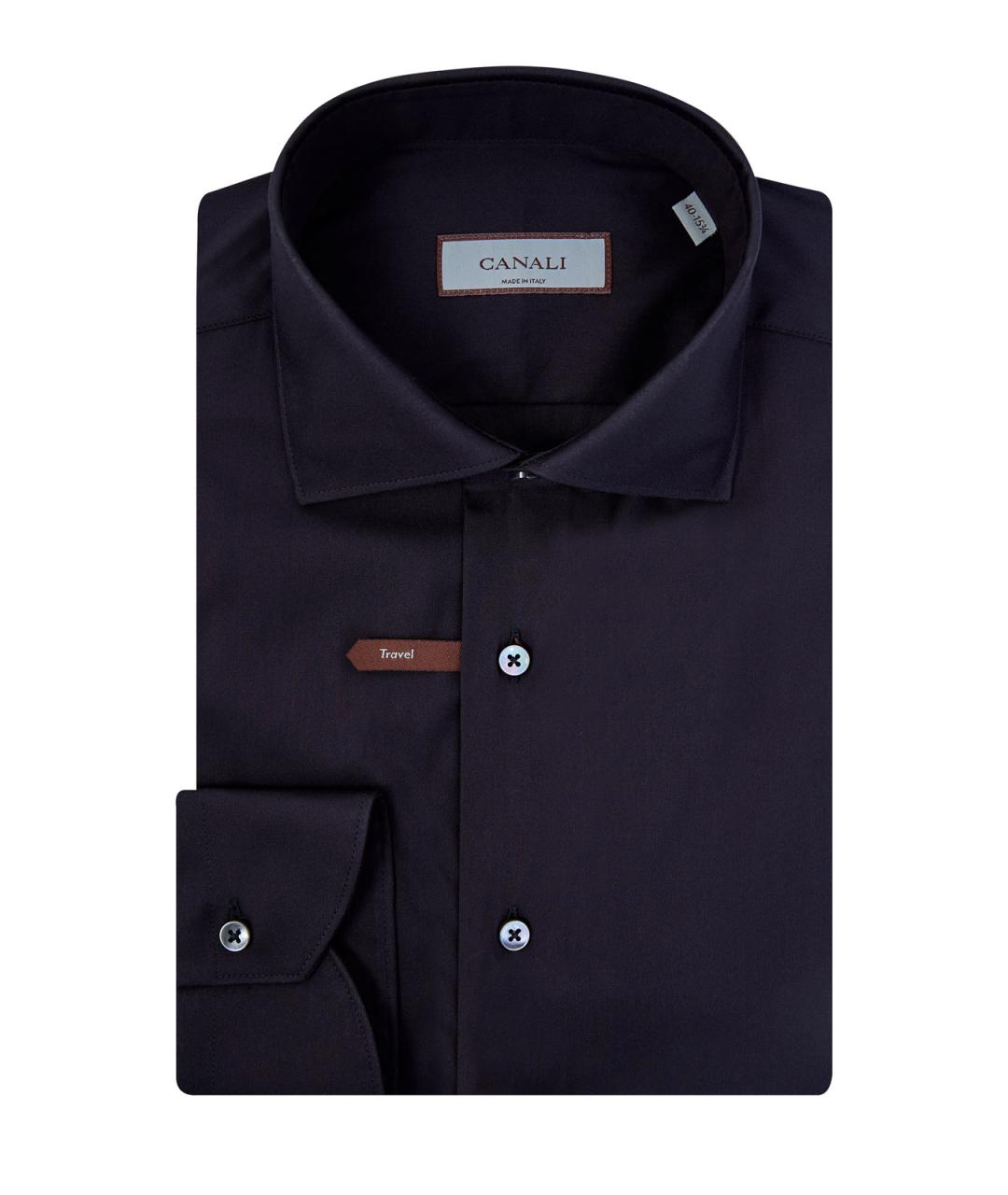 CANALI Черная хлопковая классическая рубашка, фото 1