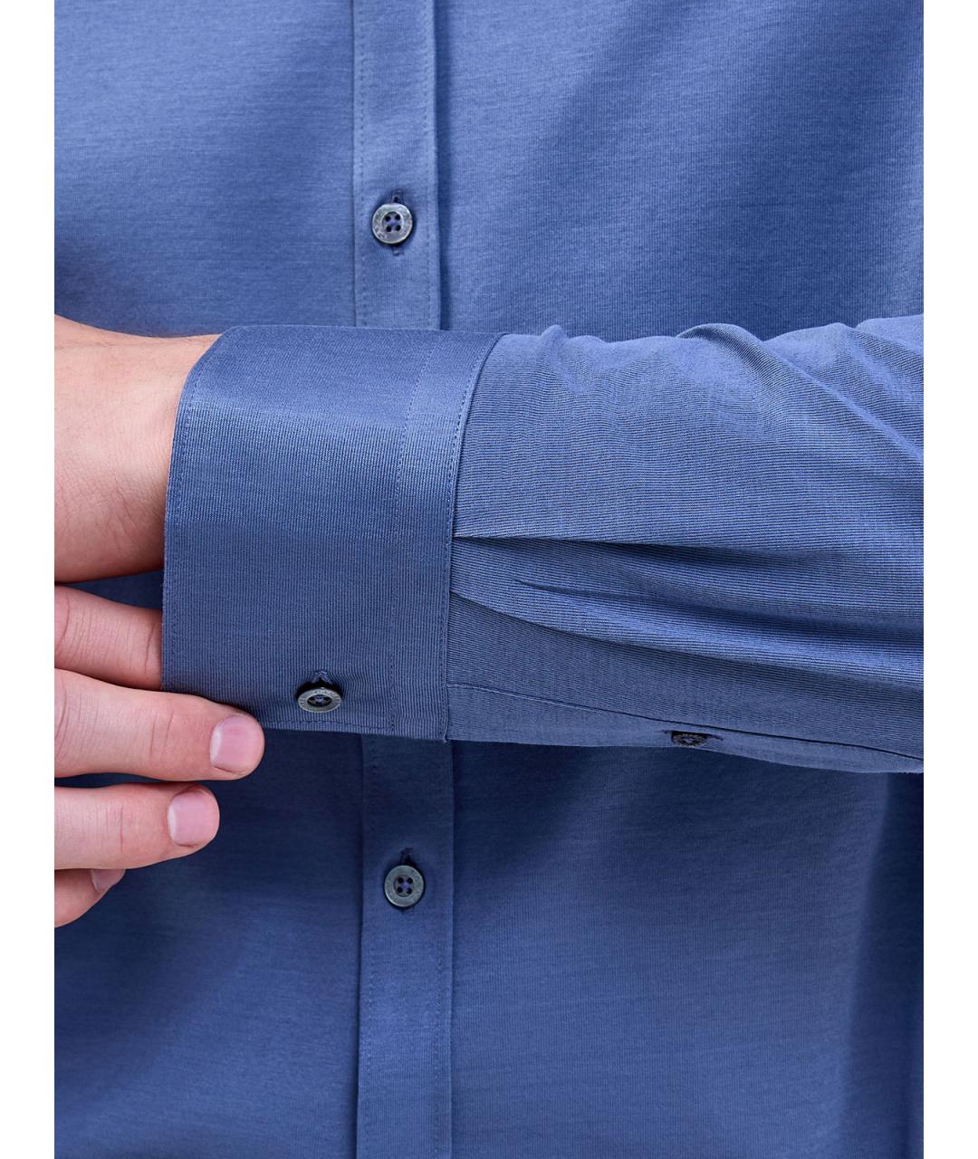 CANALI Синяя хлопковая классическая рубашка, фото 5
