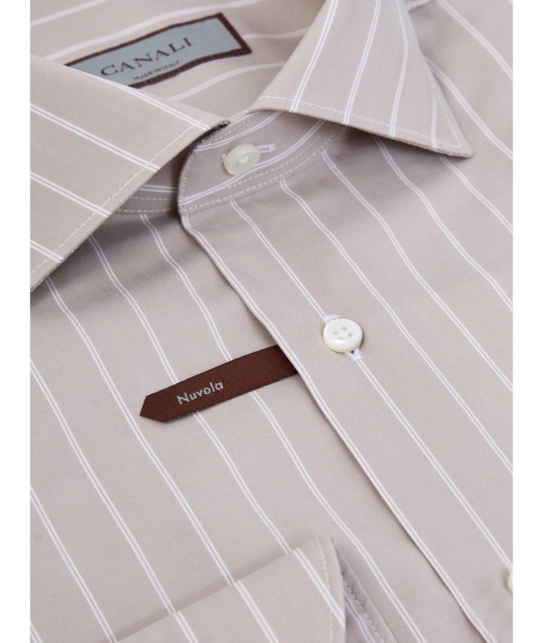 CANALI Бежевая хлопковая классическая рубашка, фото 3