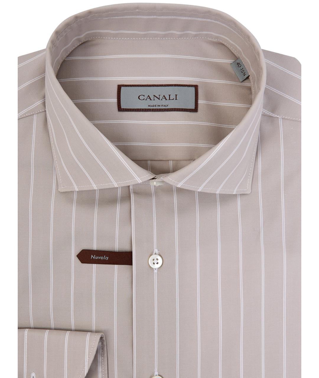 CANALI Бежевая хлопковая классическая рубашка, фото 2