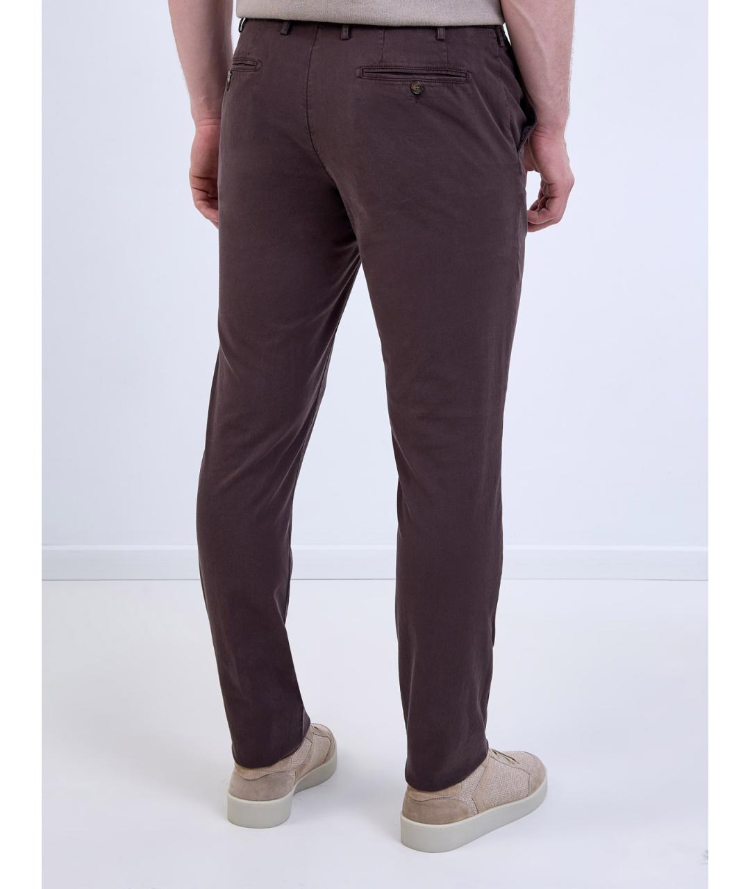 CANALI Коричневые хлопковые повседневные брюки, фото 4