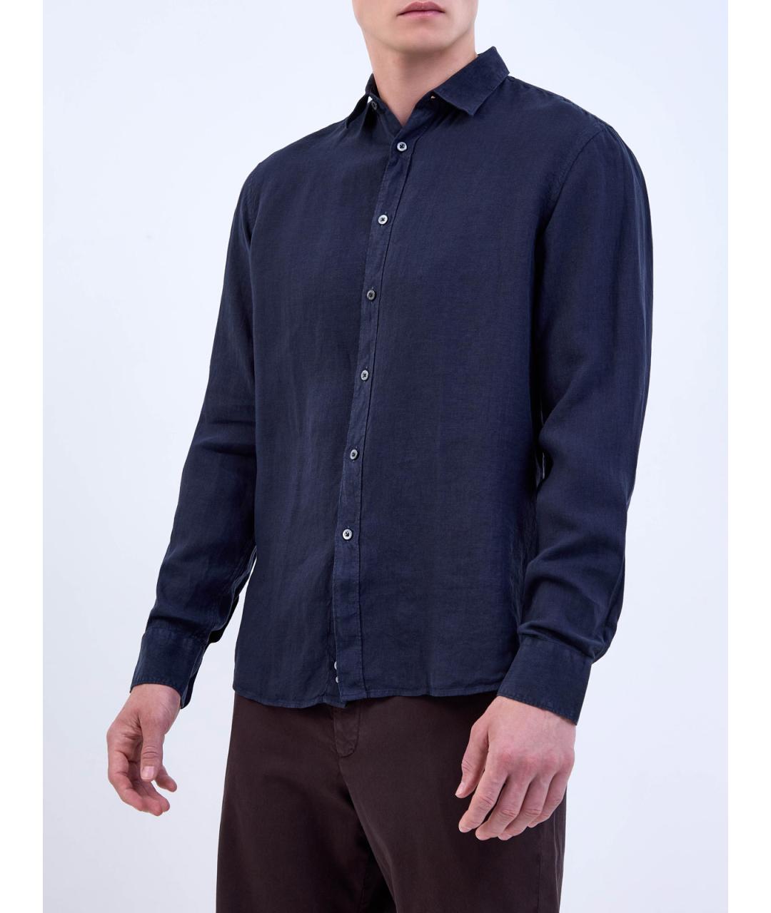 CANALI Синяя льняная классическая рубашка, фото 3