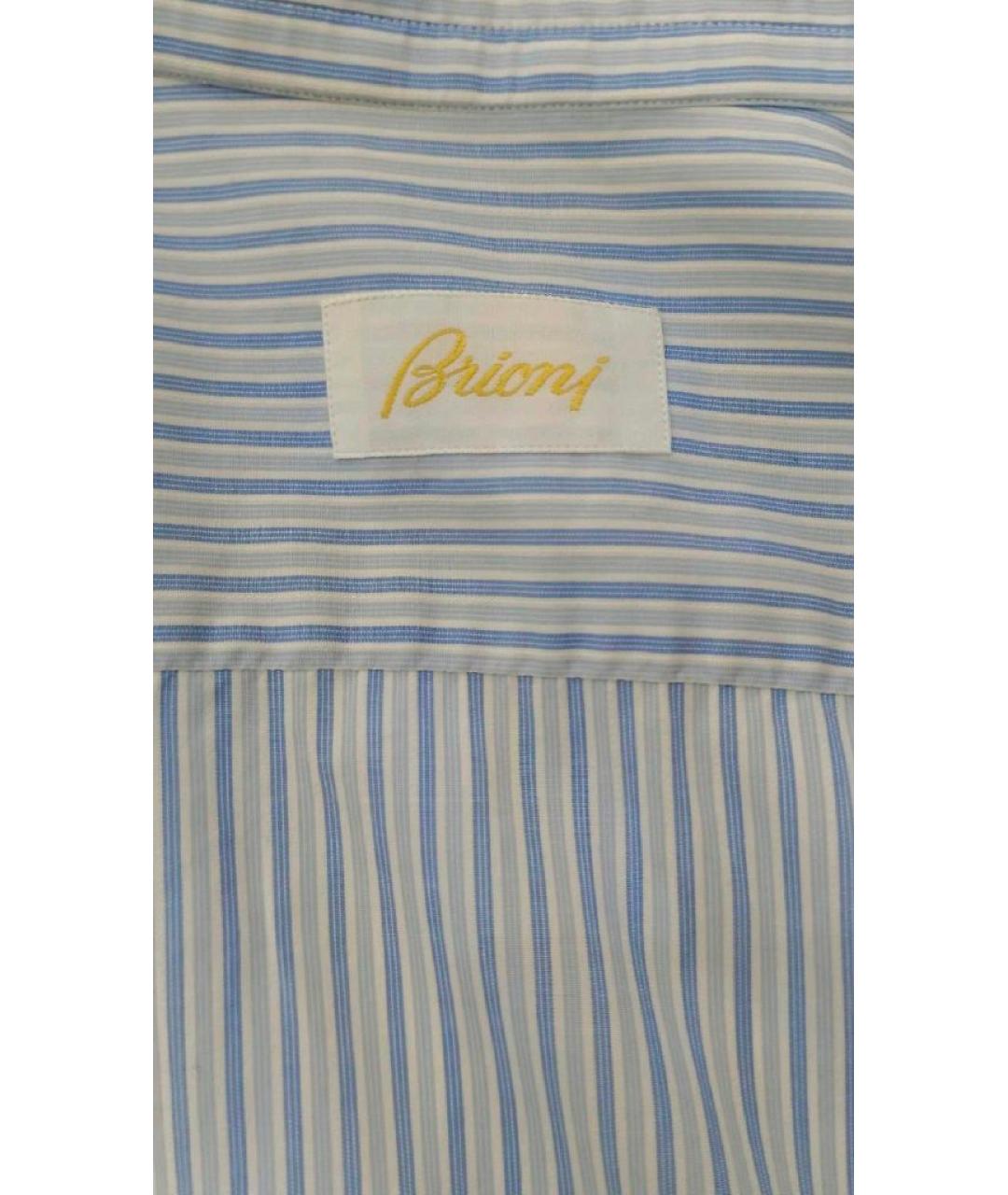 BRIONI Голубая хлопковая кэжуал рубашка, фото 3