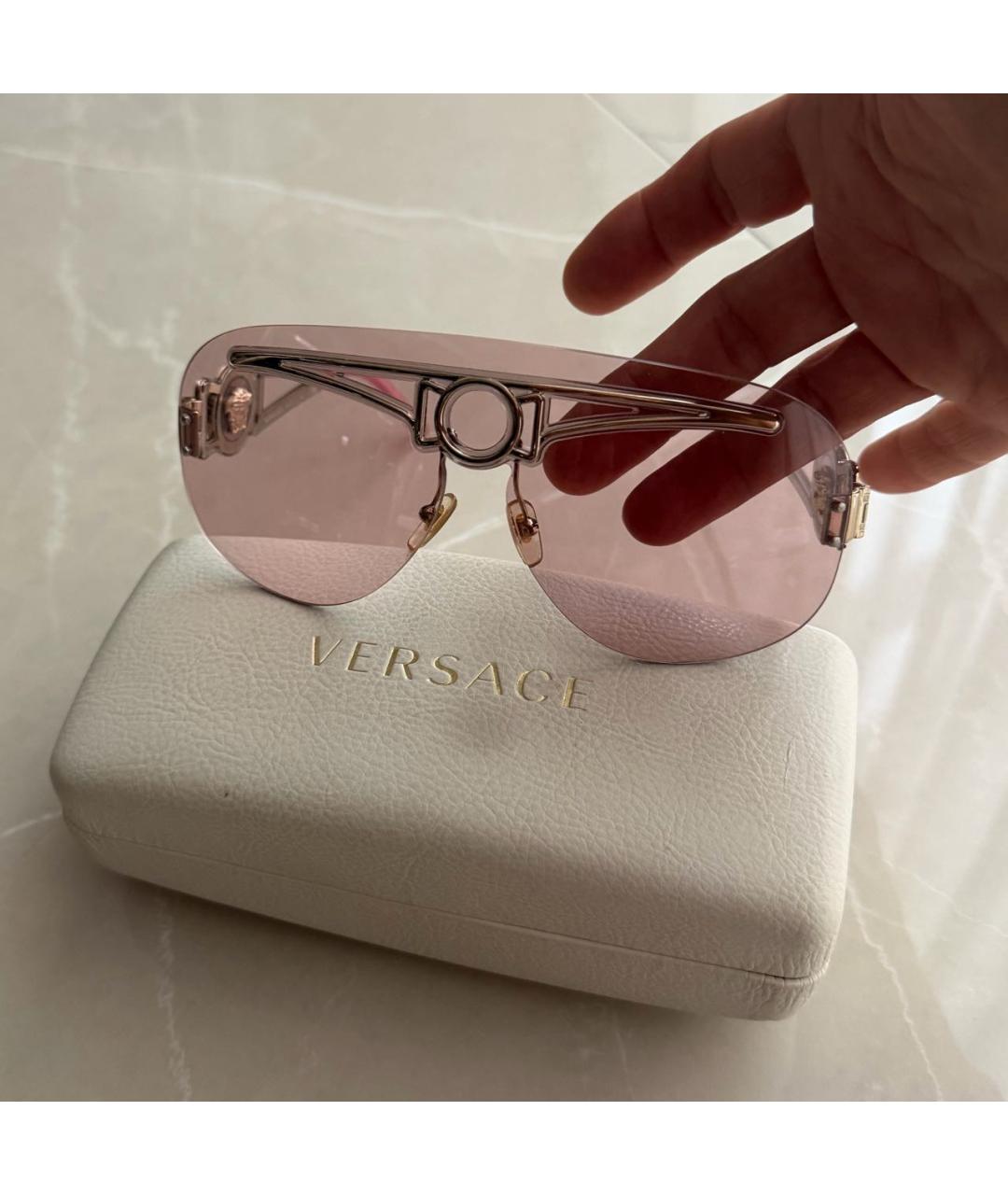 VERSACE Золотые металлические солнцезащитные очки, фото 2
