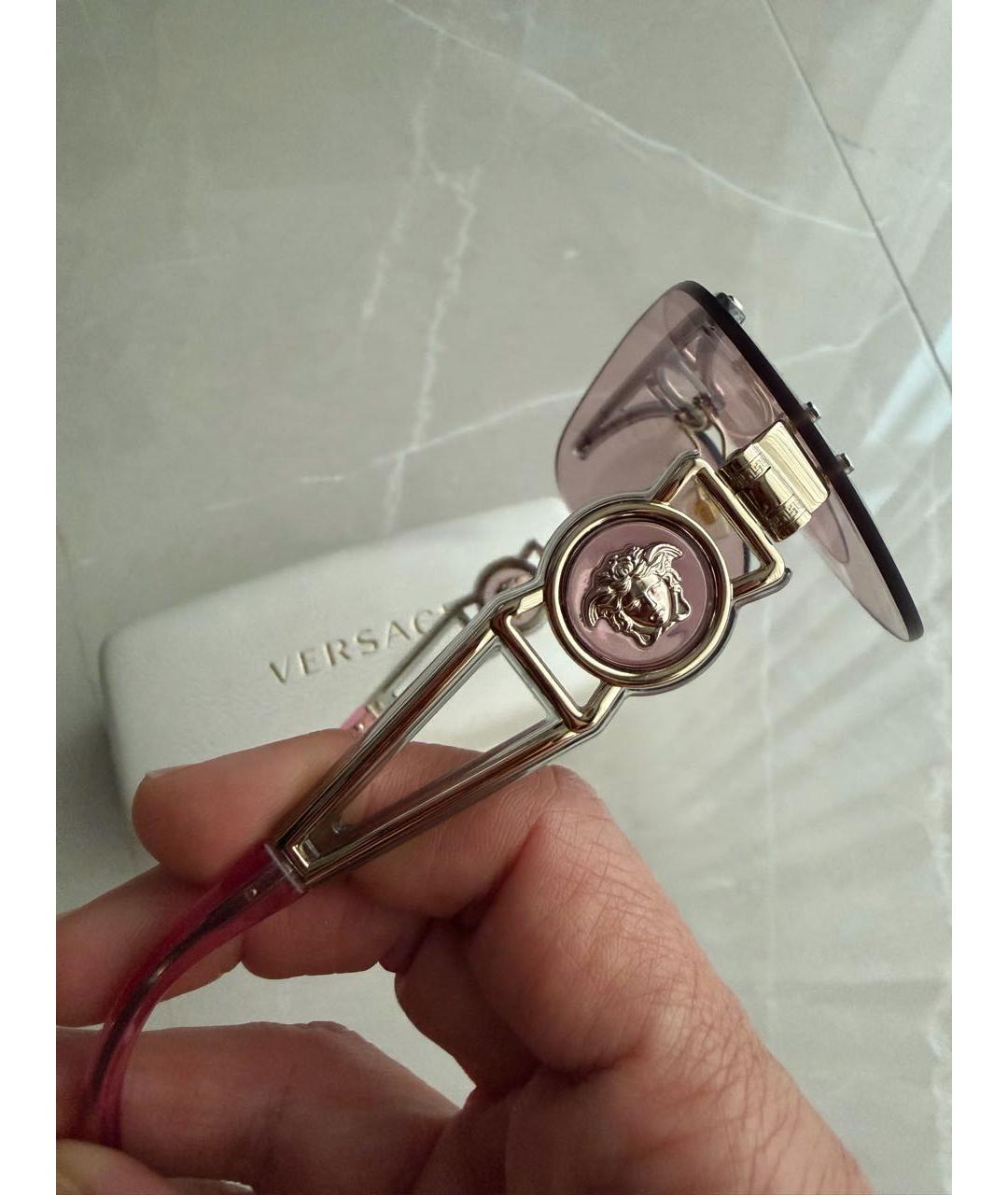 VERSACE Золотые металлические солнцезащитные очки, фото 3