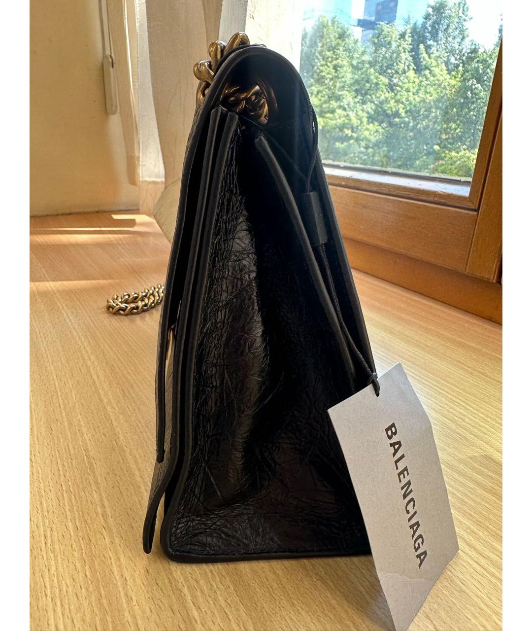 BALENCIAGA Черная кожаная сумка через плечо, фото 2