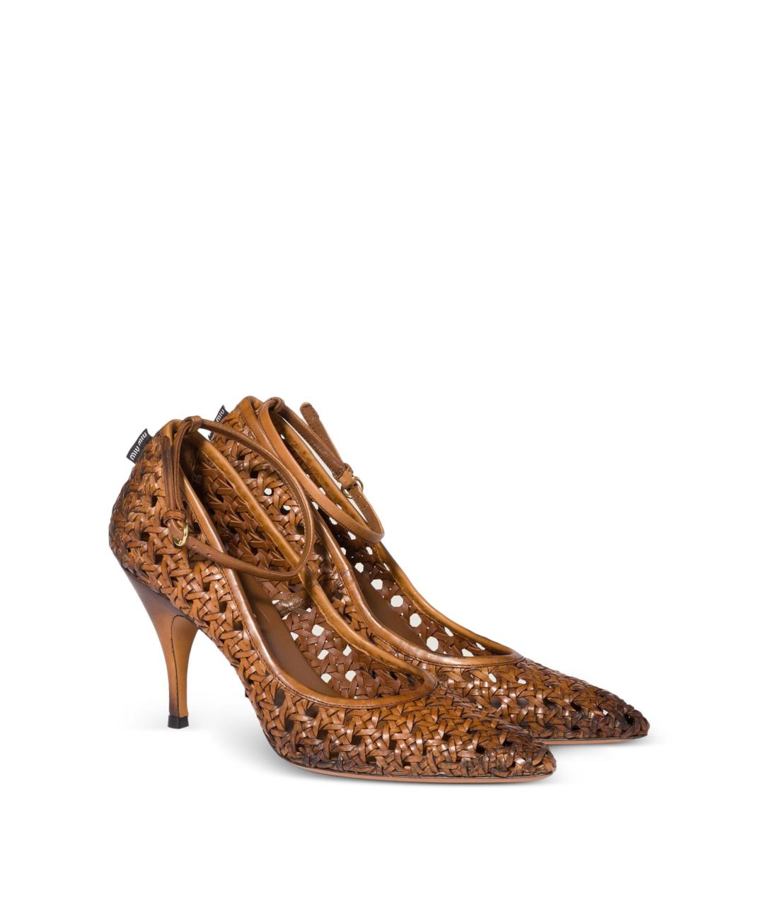 MIU MIU Коричневые кожаные туфли, фото 3