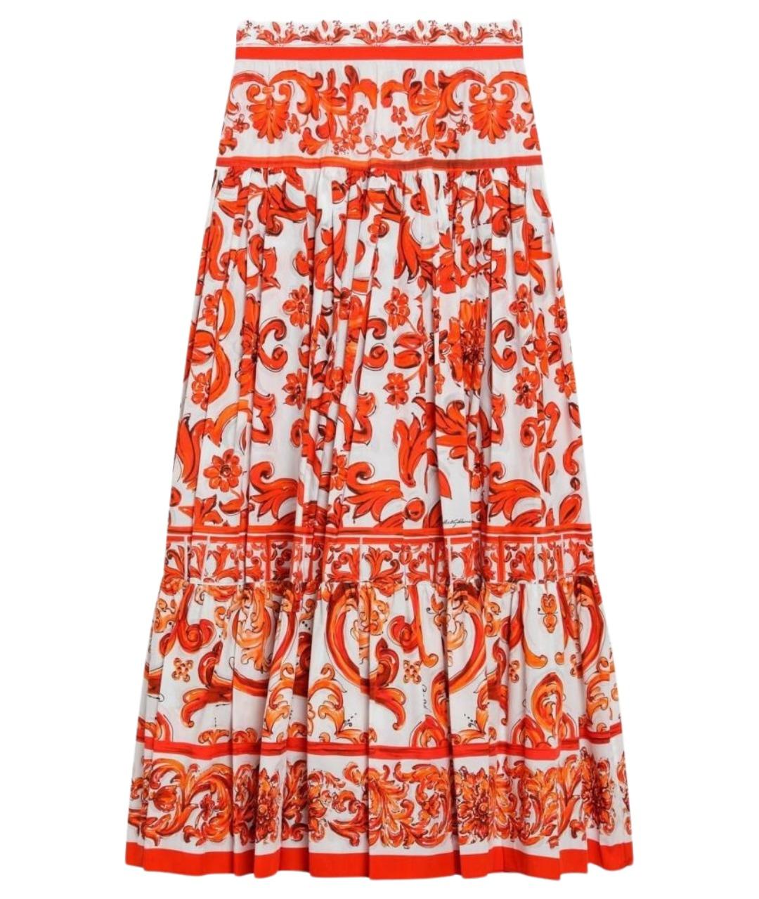 DOLCE&GABBANA Оранжевая хлопковая юбка макси, фото 1