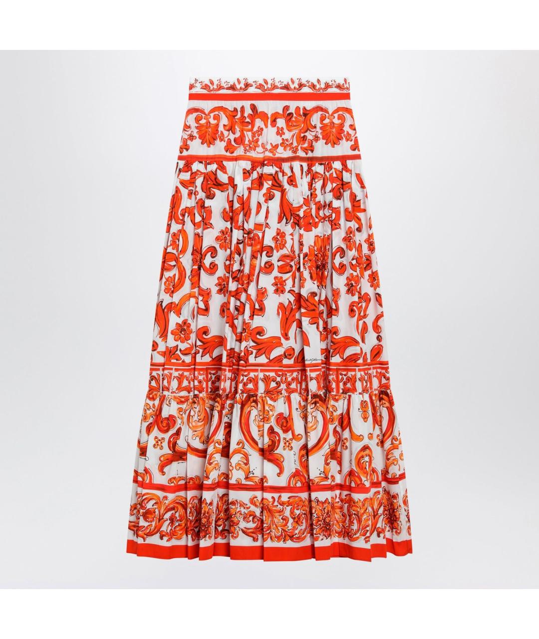 DOLCE&GABBANA Оранжевая хлопковая юбка макси, фото 3