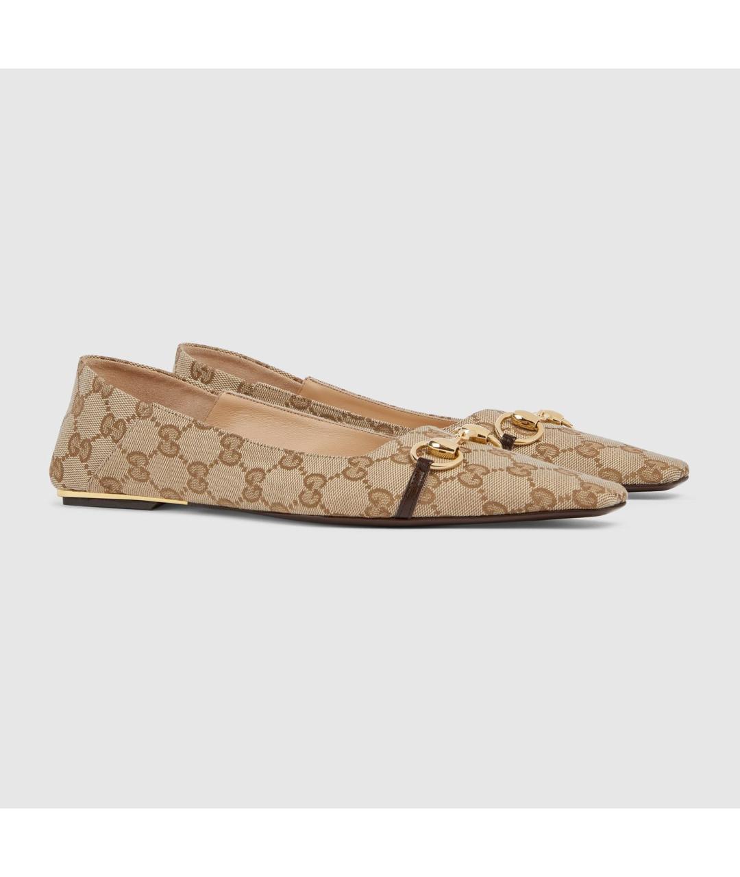 GUCCI Бежевые текстильные балетки, фото 2