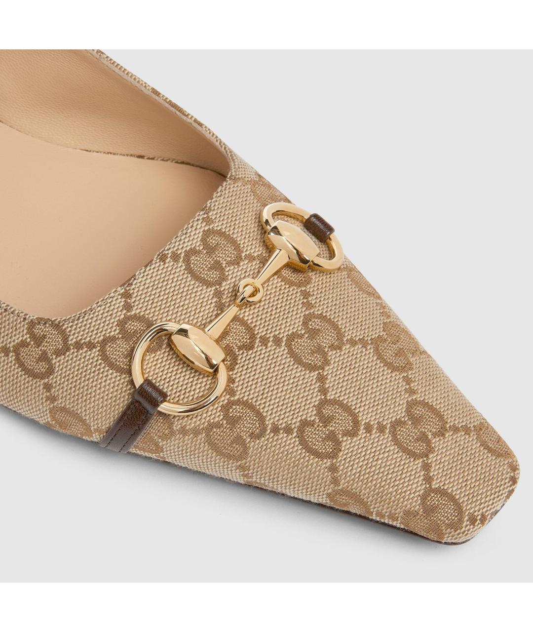 GUCCI Бежевые текстильные балетки, фото 3