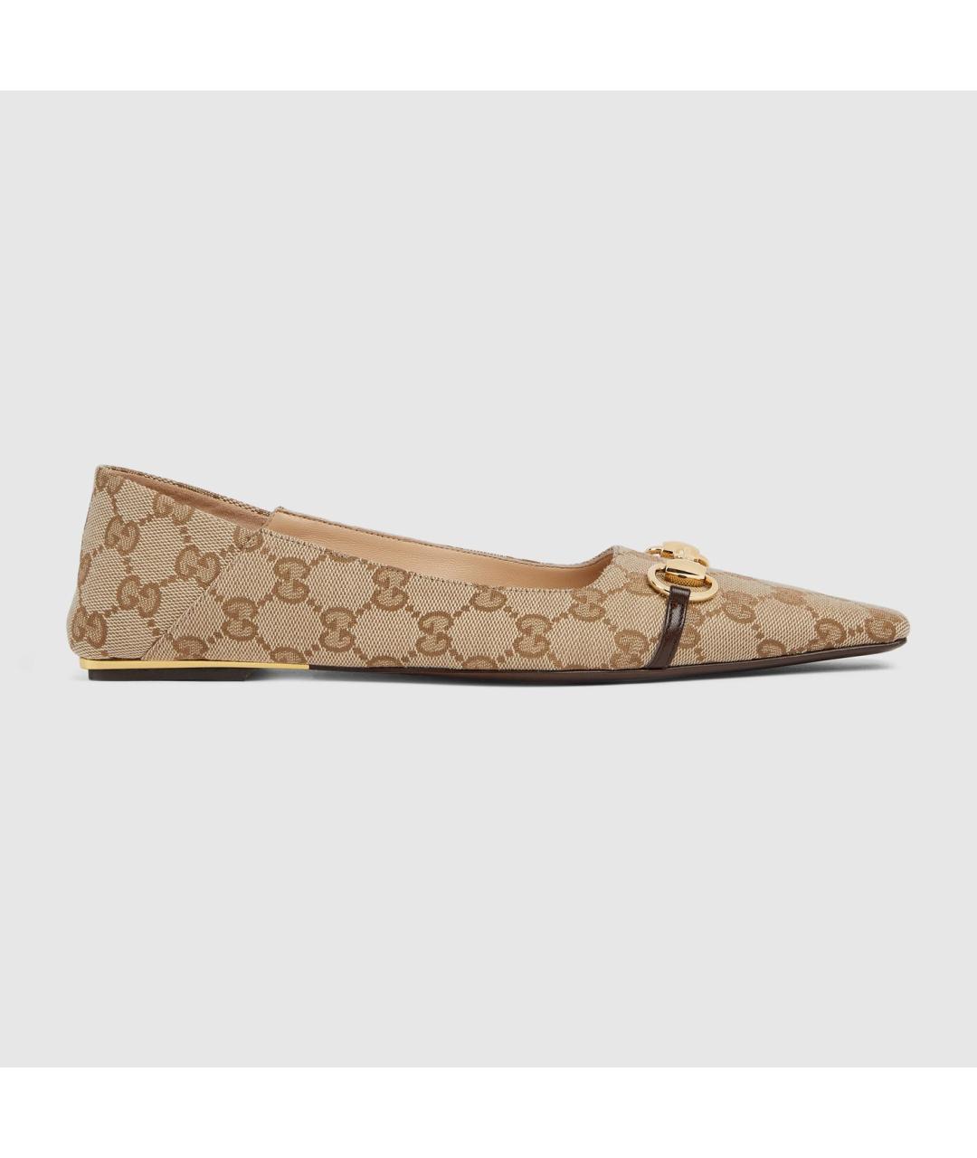 GUCCI Бежевые текстильные балетки, фото 5