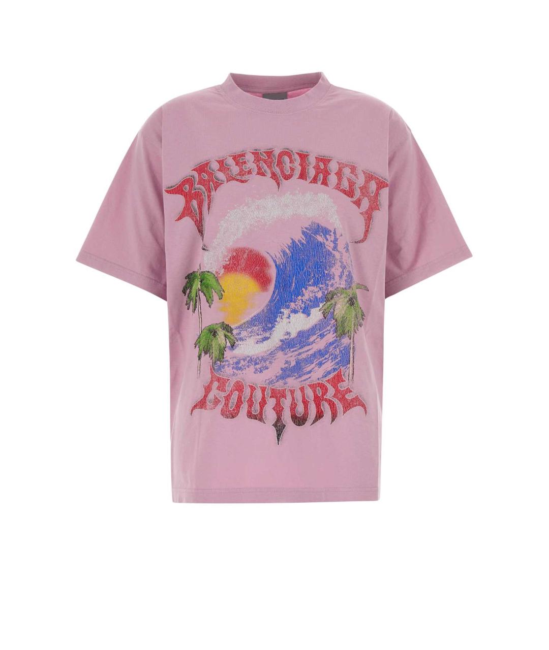 BALENCIAGA Розовая хлопковая футболка, фото 1