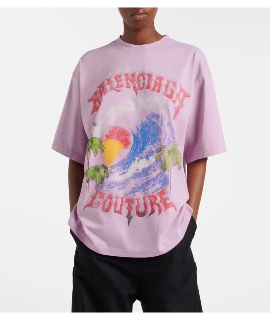 BALENCIAGA Розовая хлопковая футболка, фото 3