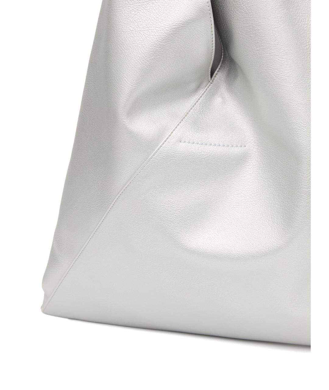 MM6 MAISON MARGIELA Серебряная синтетическая сумка с короткими ручками, фото 3