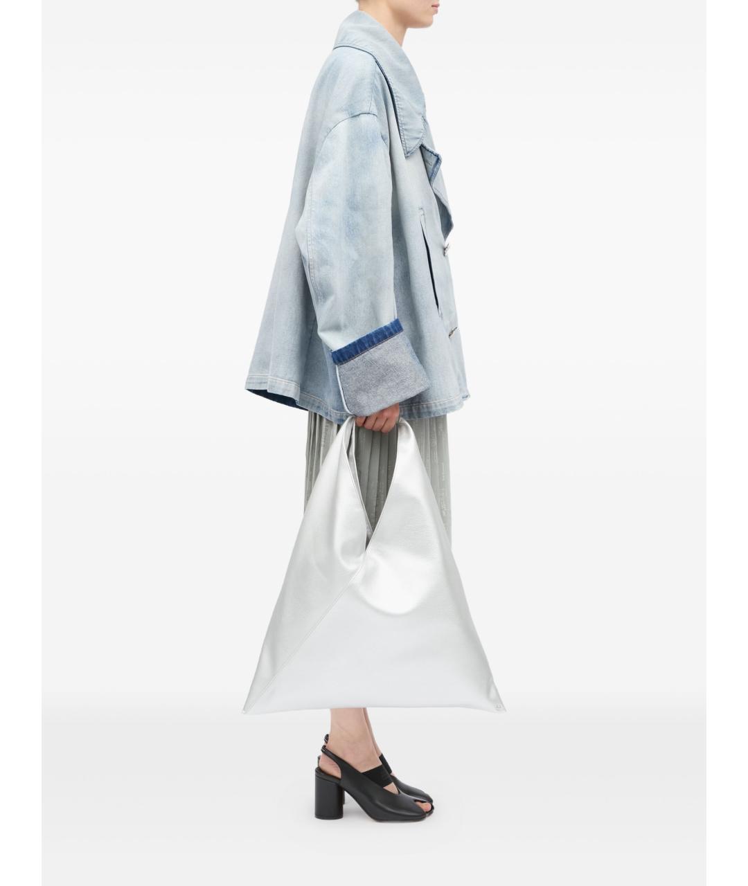 MM6 MAISON MARGIELA Серебряная синтетическая сумка с короткими ручками, фото 2