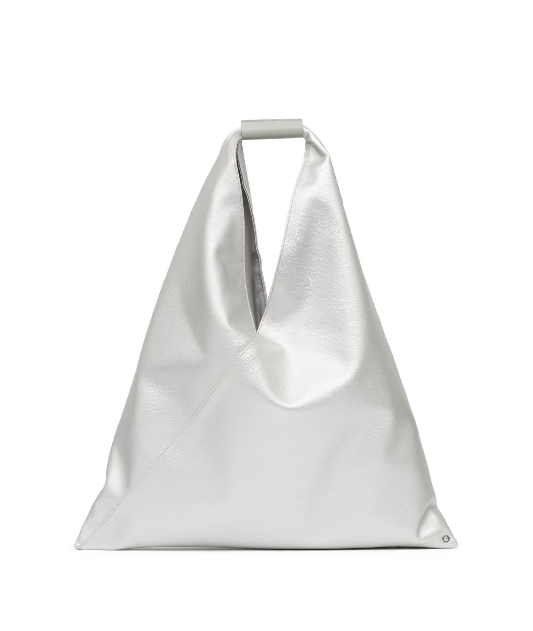 MM6 MAISON MARGIELA Серебряная синтетическая сумка с короткими ручками, фото 4