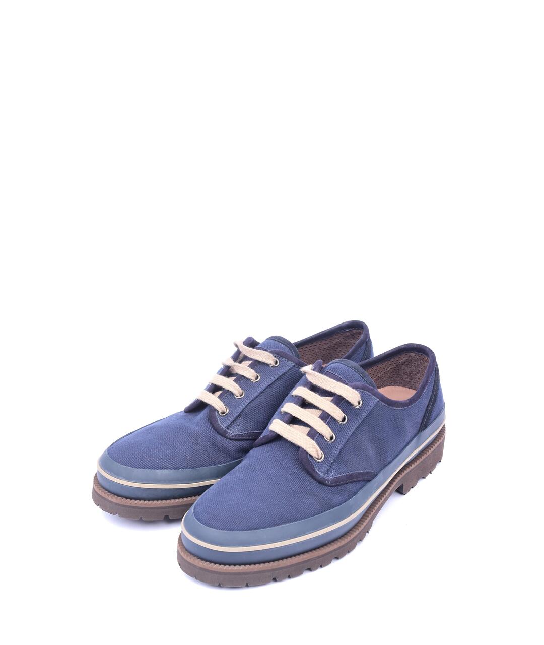 BRUNELLO CUCINELLI Темно-синие текстильные туфли, фото 3