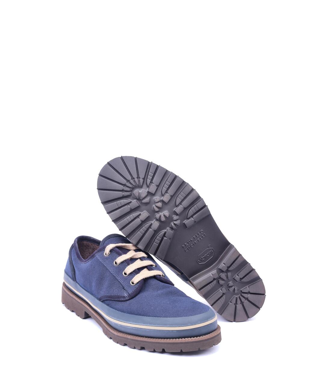 BRUNELLO CUCINELLI Темно-синие текстильные туфли, фото 2