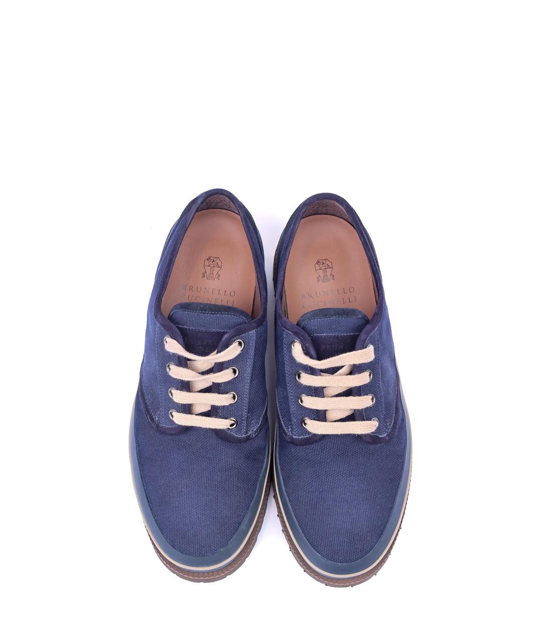 BRUNELLO CUCINELLI Темно-синие текстильные туфли, фото 5