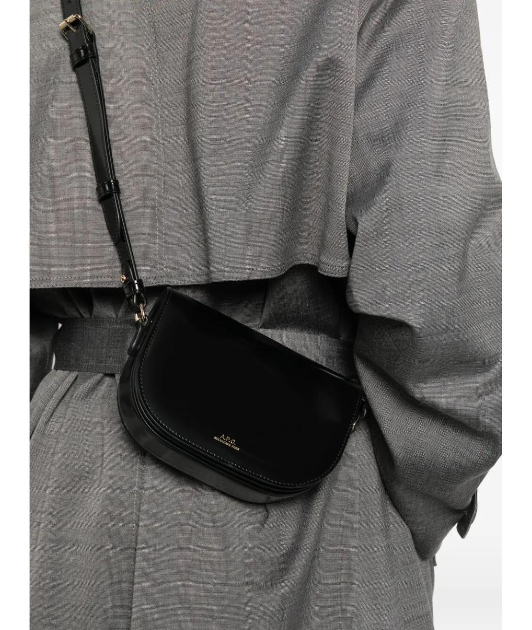 A.P.C. Черная кожаная сумка через плечо, фото 2