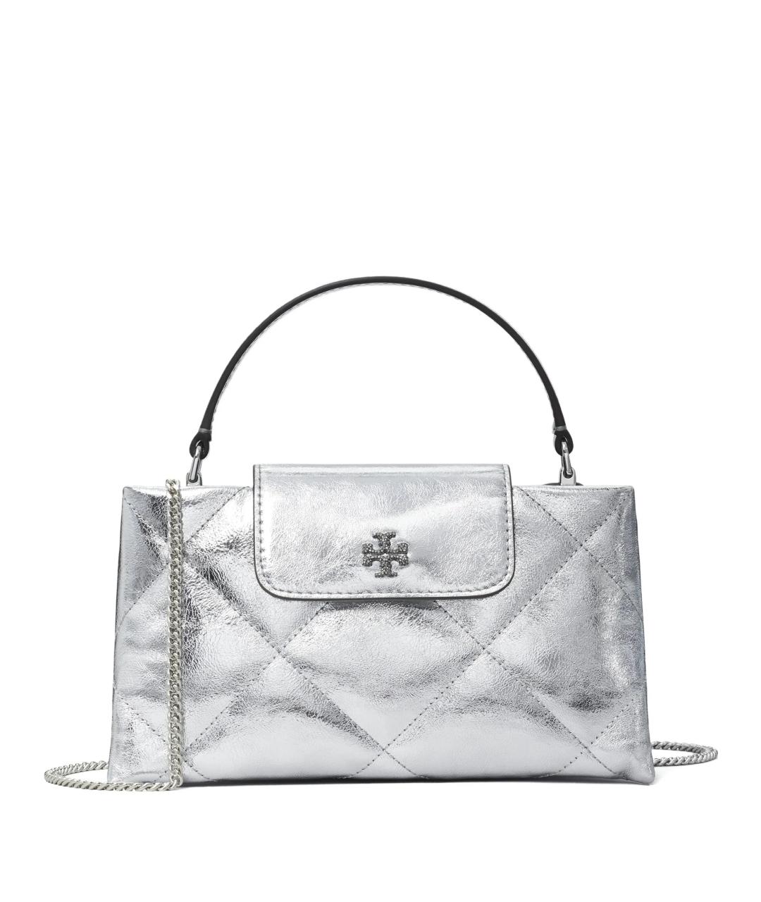 TORY BURCH Серебряная синтетическая сумка с короткими ручками, фото 1
