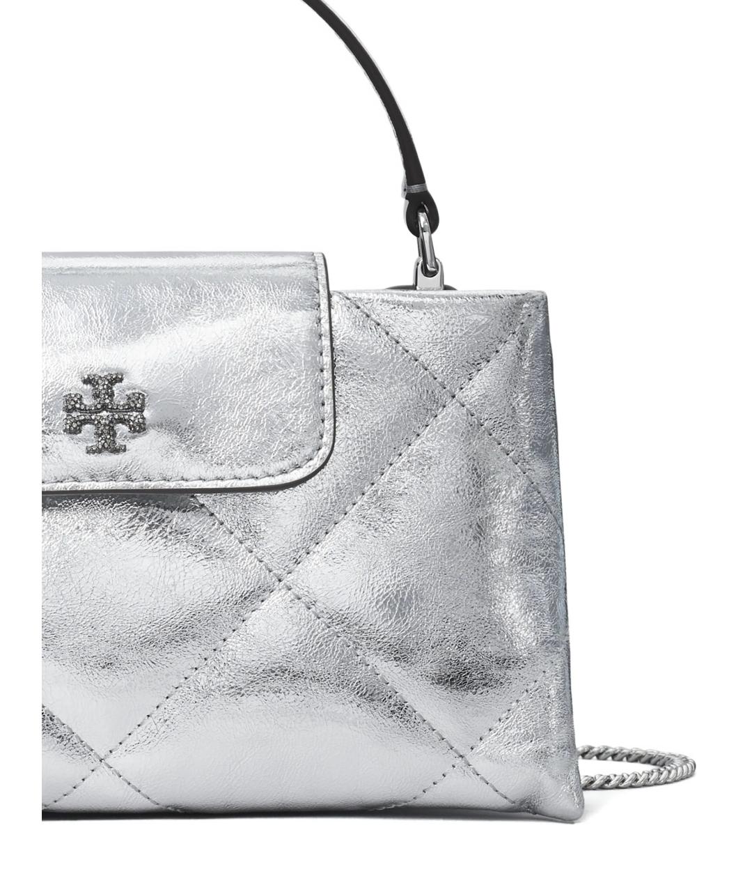 TORY BURCH Серебряная синтетическая сумка с короткими ручками, фото 4