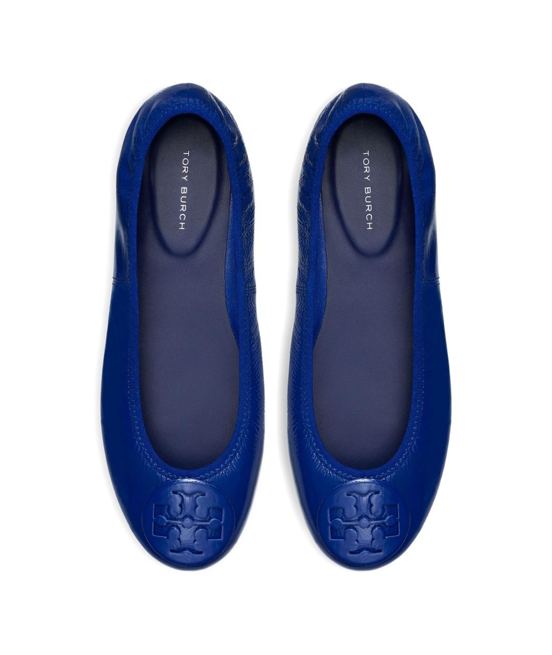 TORY BURCH Синие кожаные балетки, фото 2