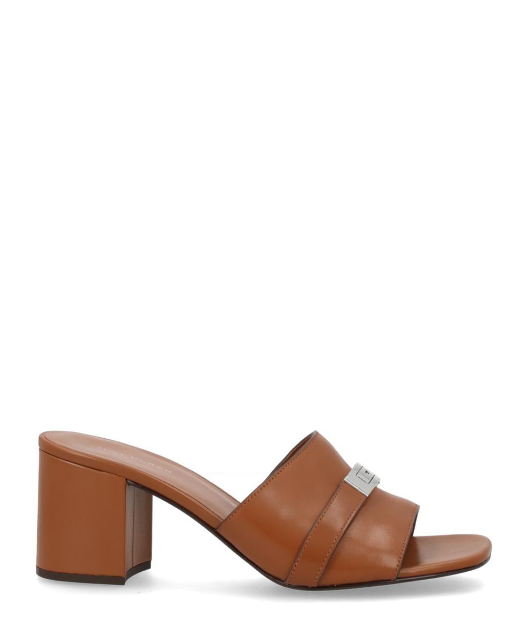 TORY BURCH Коричневые кожаные мюли, фото 1