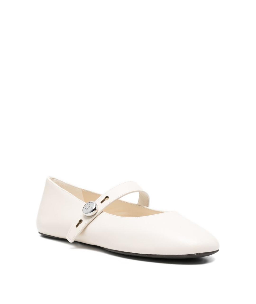 TORY BURCH Белые кожаные балетки, фото 2