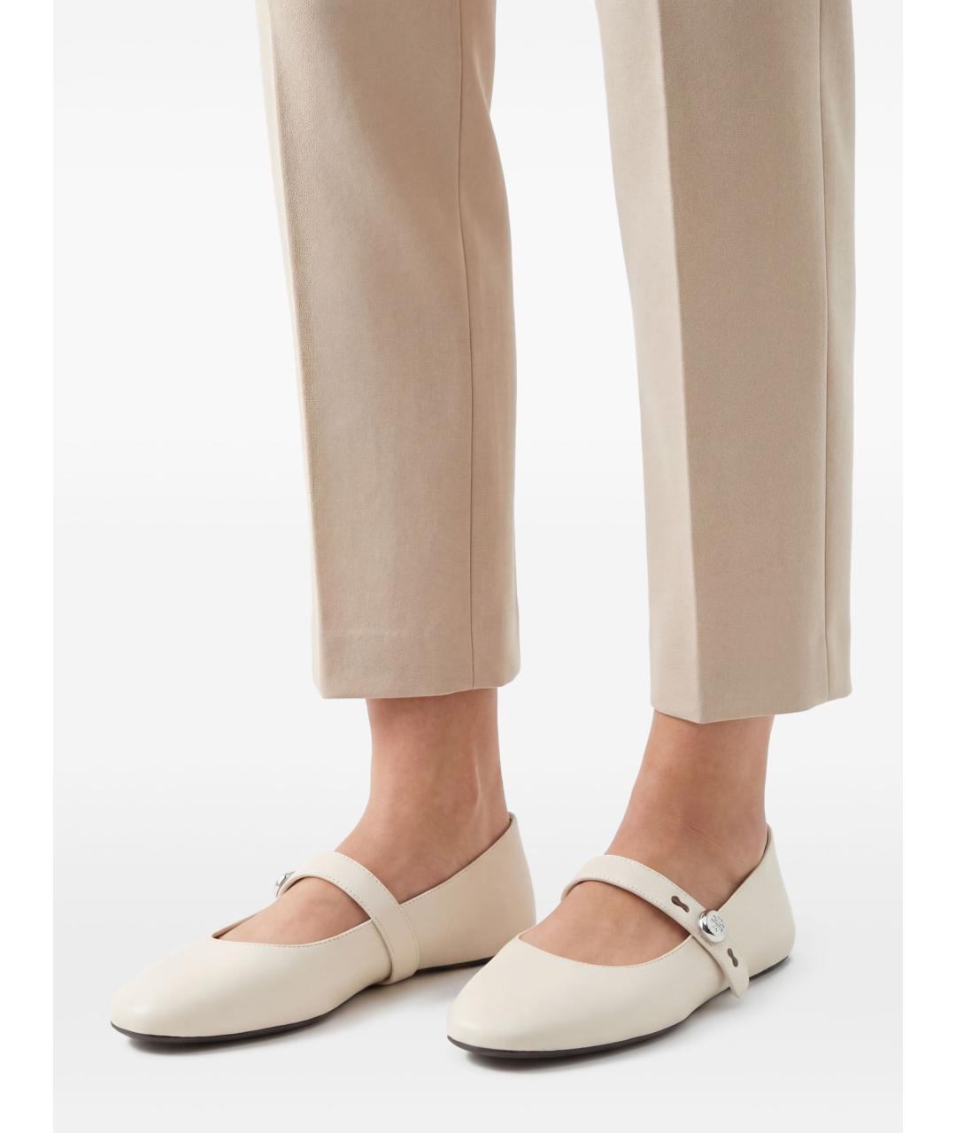 TORY BURCH Белые кожаные балетки, фото 5