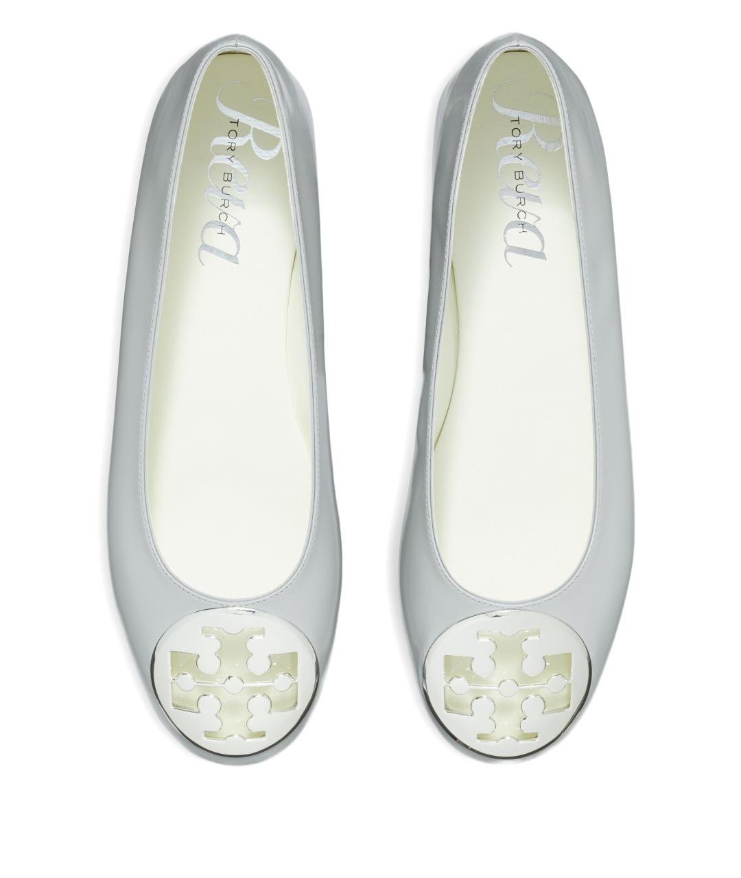 TORY BURCH Серые кожаные балетки, фото 2