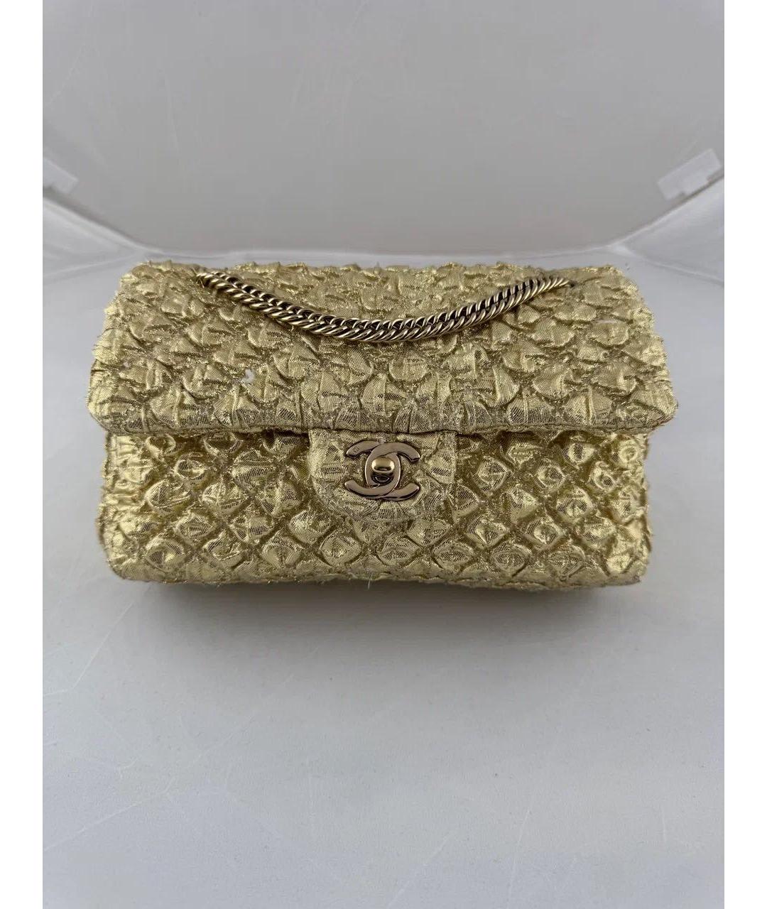 CHANEL Золотая сумка через плечо, фото 5