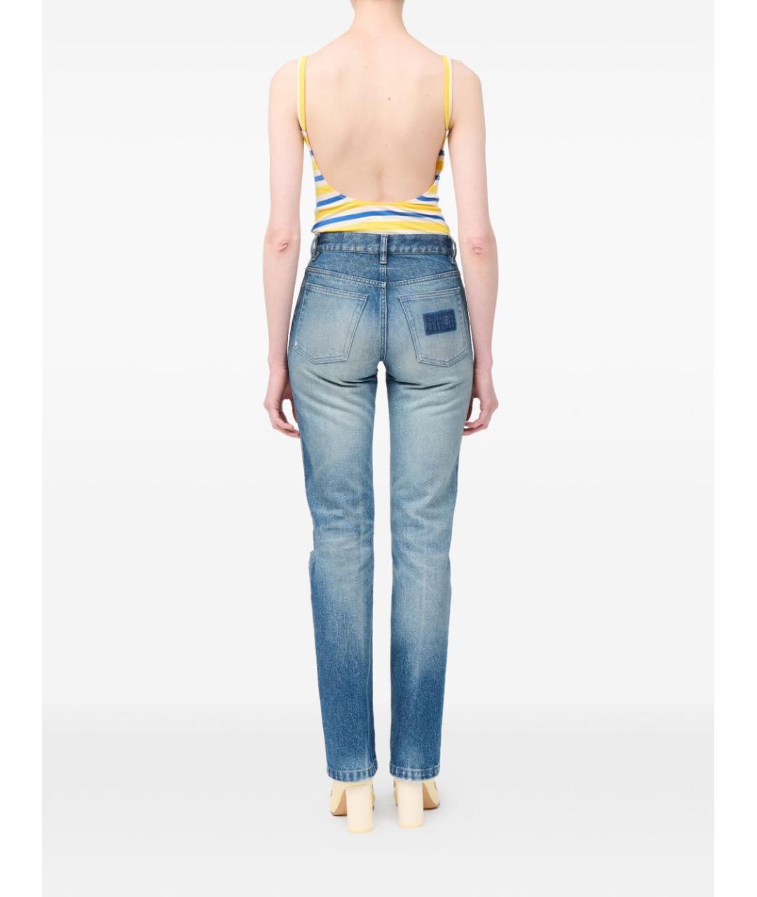 MM6 MAISON MARGIELA Синие хлопковые прямые джинсы, фото 2