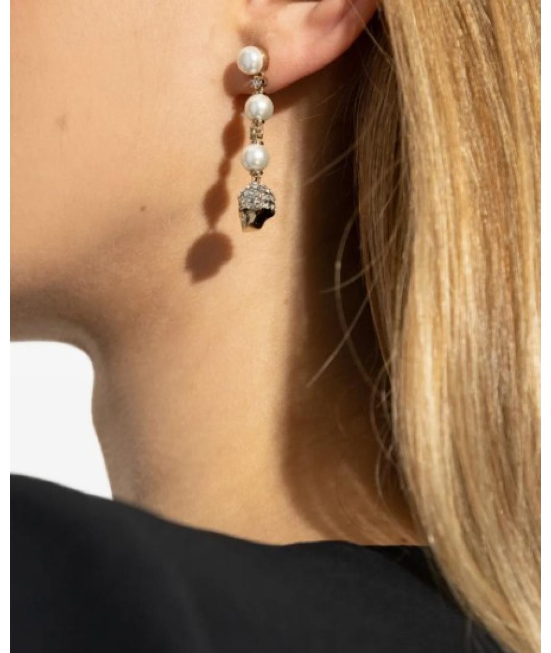 ALEXANDER MCQUEEN Белые металлические серьги, фото 2