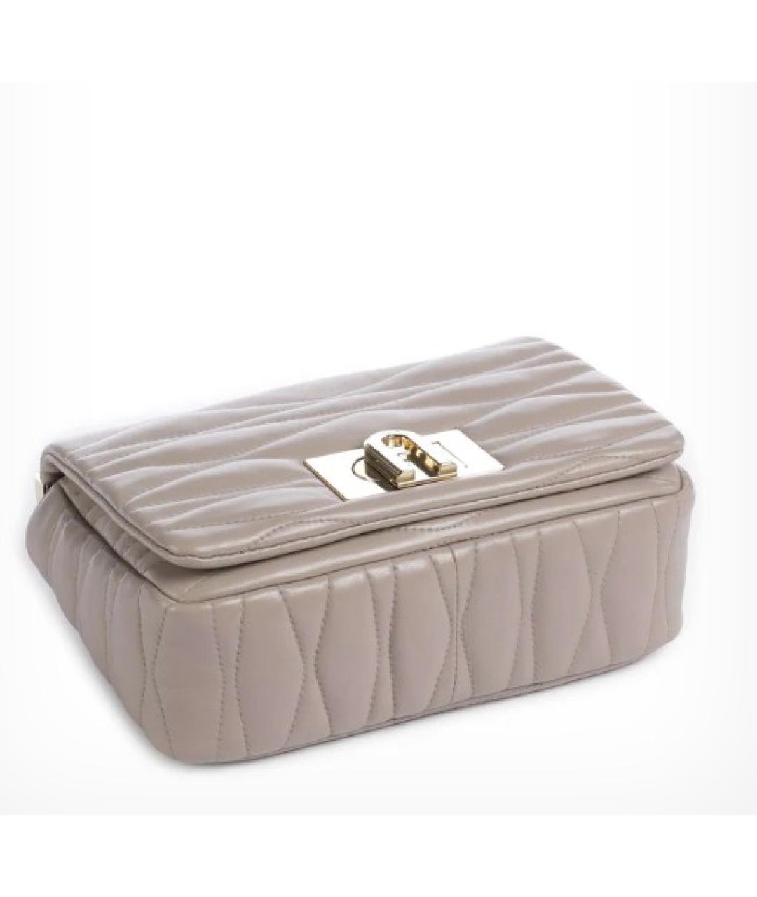 FURLA Бежевая кожаная сумка через плечо, фото 5