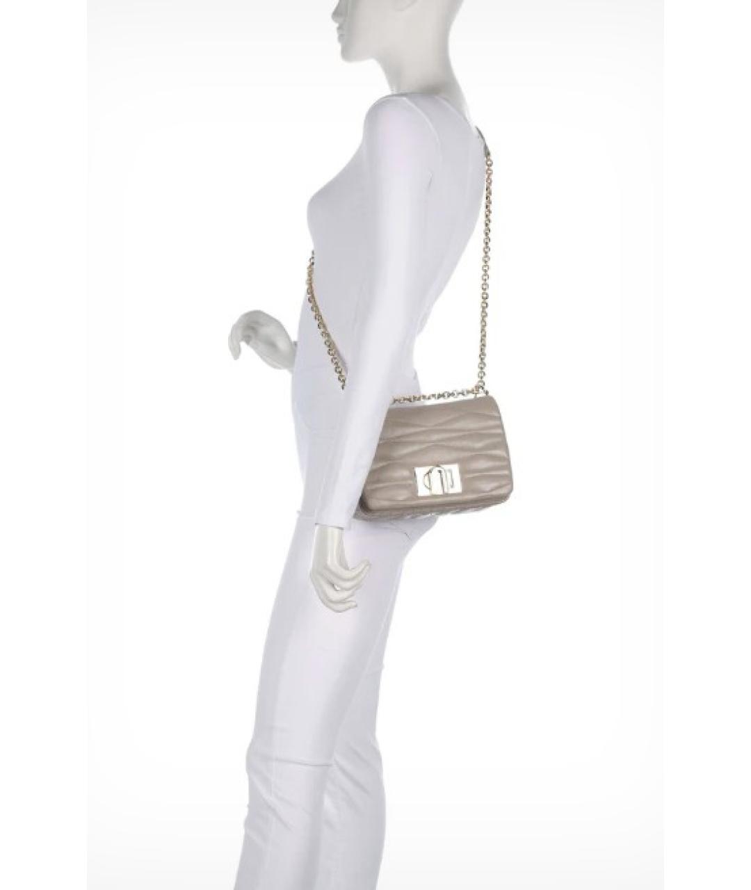 FURLA Бежевая кожаная сумка через плечо, фото 3