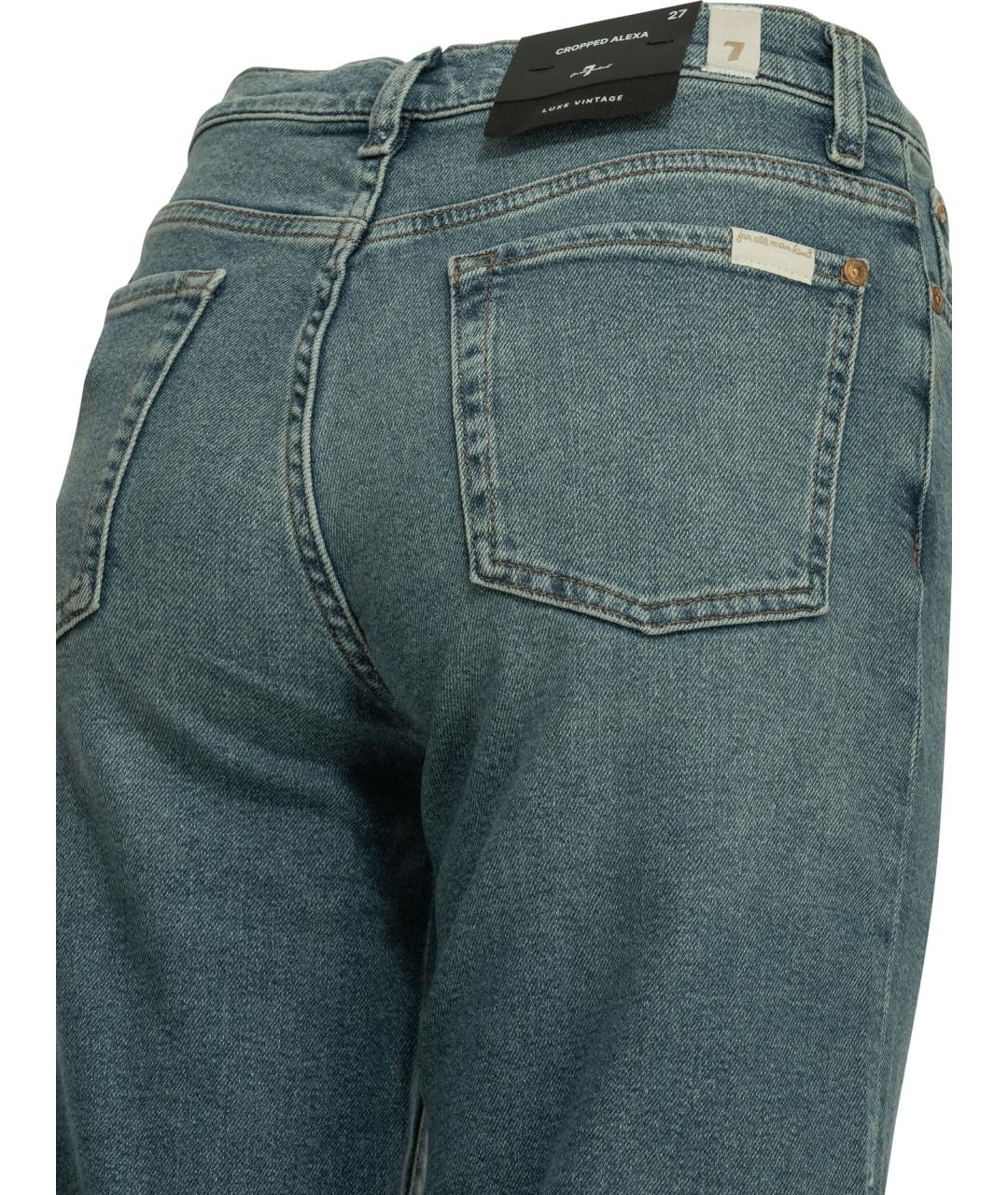 7 FOR ALL MANKIND Синие хлопковые прямые джинсы, фото 4