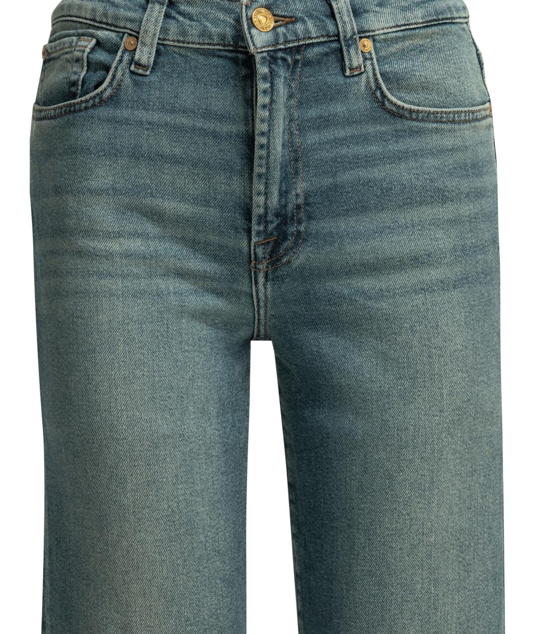 7 FOR ALL MANKIND Синие хлопковые прямые джинсы, фото 3