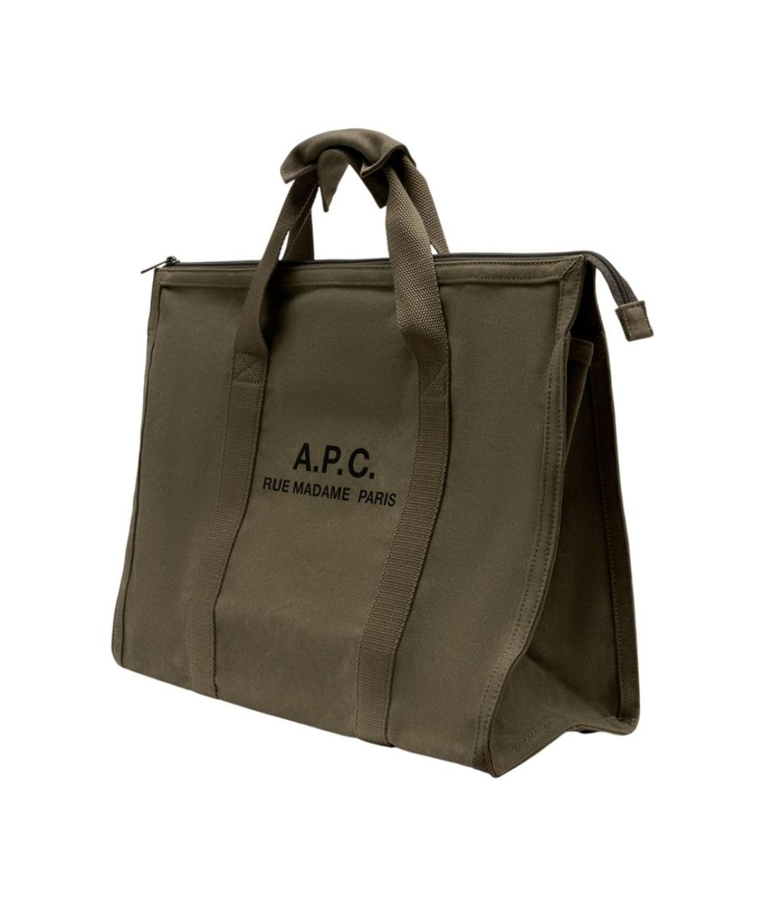 A.P.C. Хаки хлопковая сумка тоут, фото 2