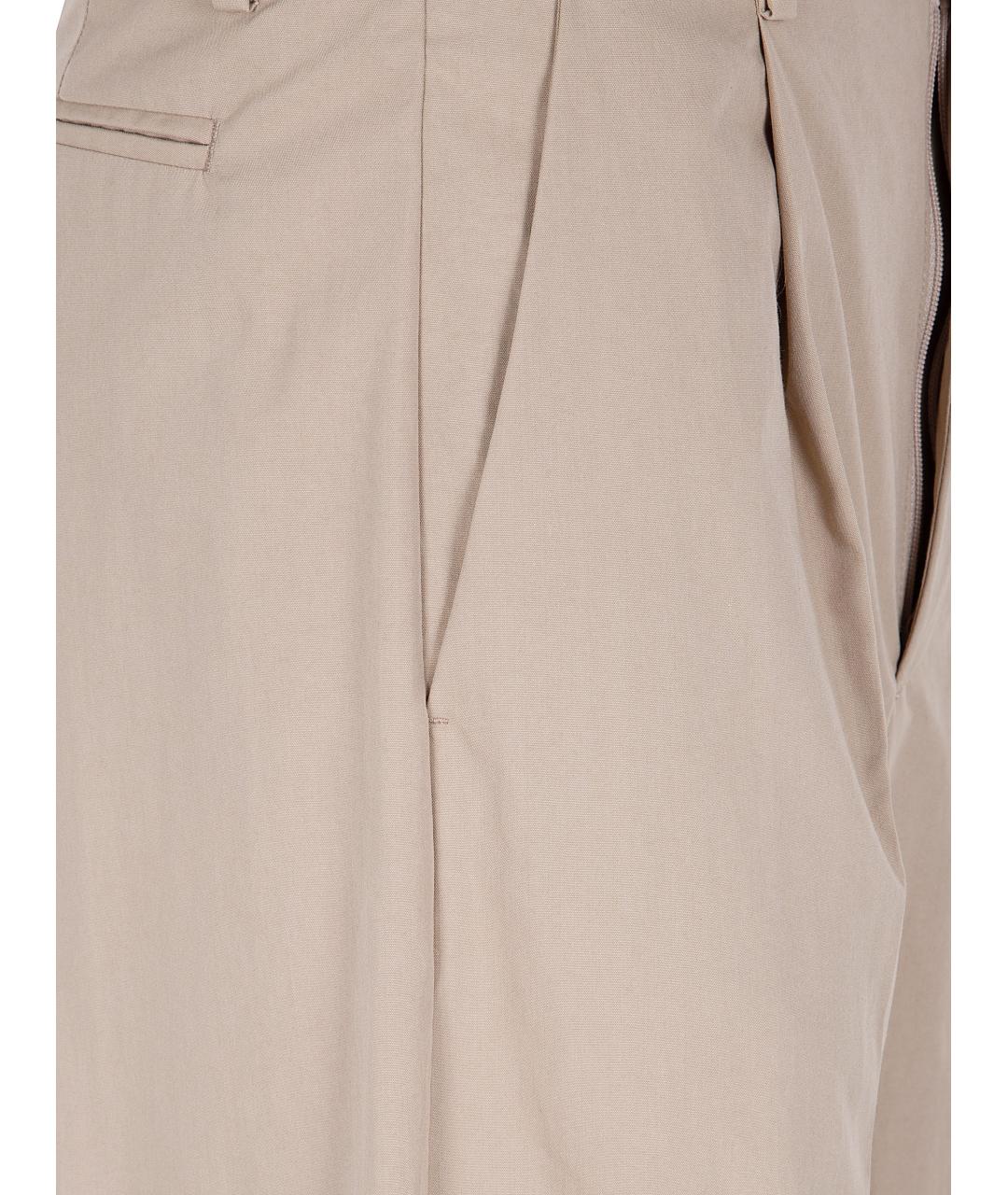 MM6 MAISON MARGIELA Бежевые хлопковые прямые брюки, фото 3