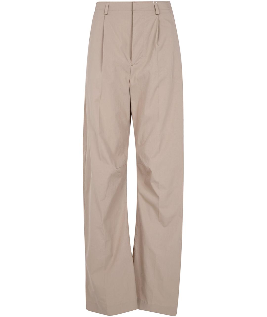 MM6 MAISON MARGIELA Бежевые хлопковые прямые брюки, фото 1