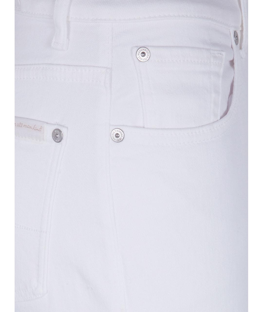 7 FOR ALL MANKIND Белые хлопковые прямые джинсы, фото 3
