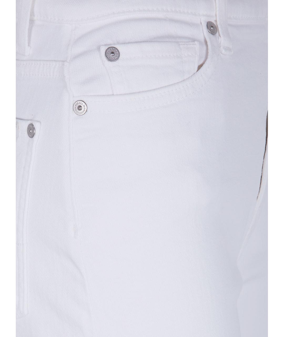 7 FOR ALL MANKIND Белые хлопковые прямые джинсы, фото 3