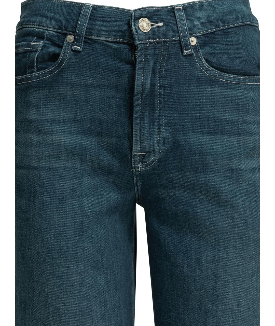 7 FOR ALL MANKIND Синие хлопковые прямые джинсы, фото 3