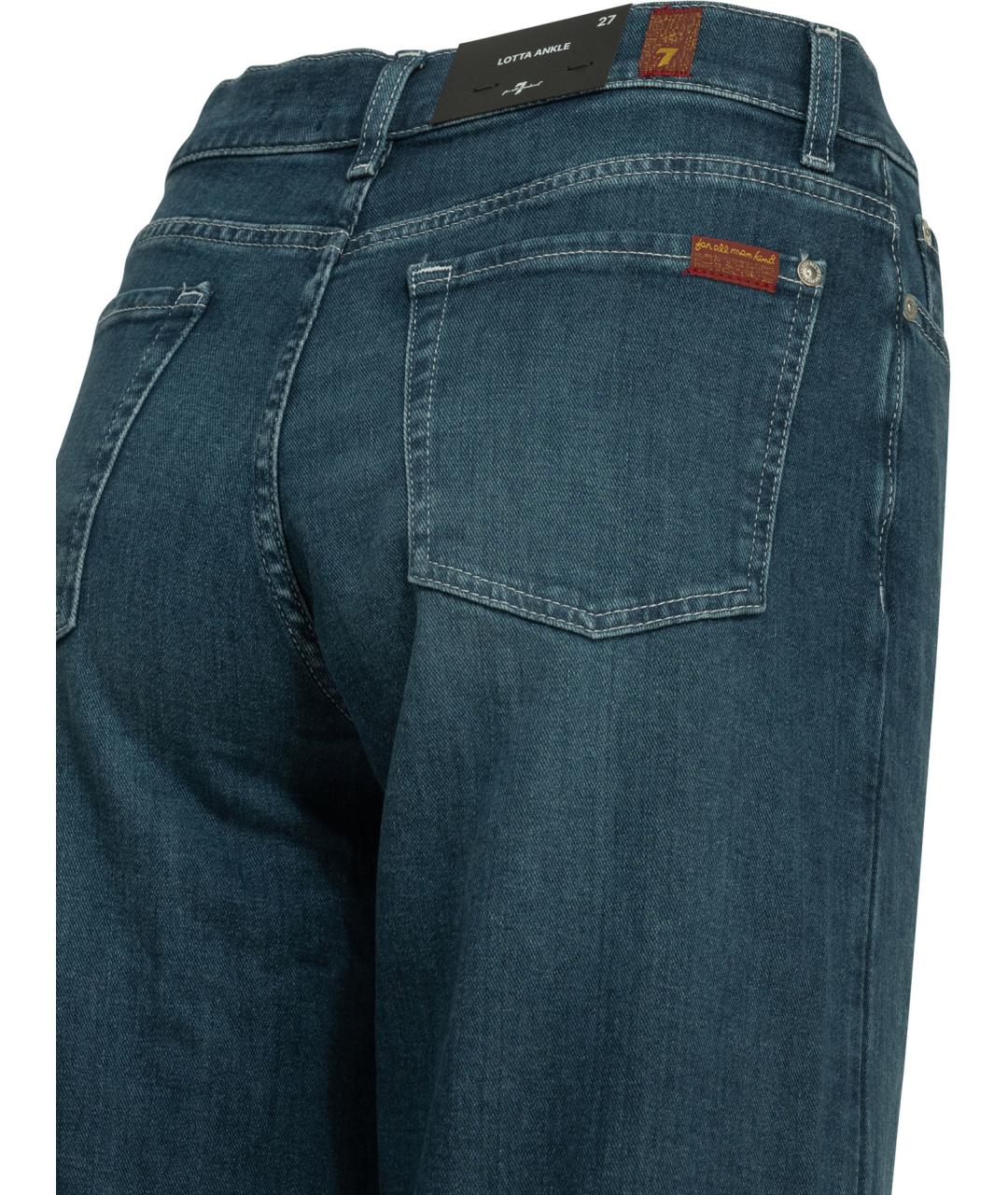 7 FOR ALL MANKIND Синие хлопковые прямые джинсы, фото 4