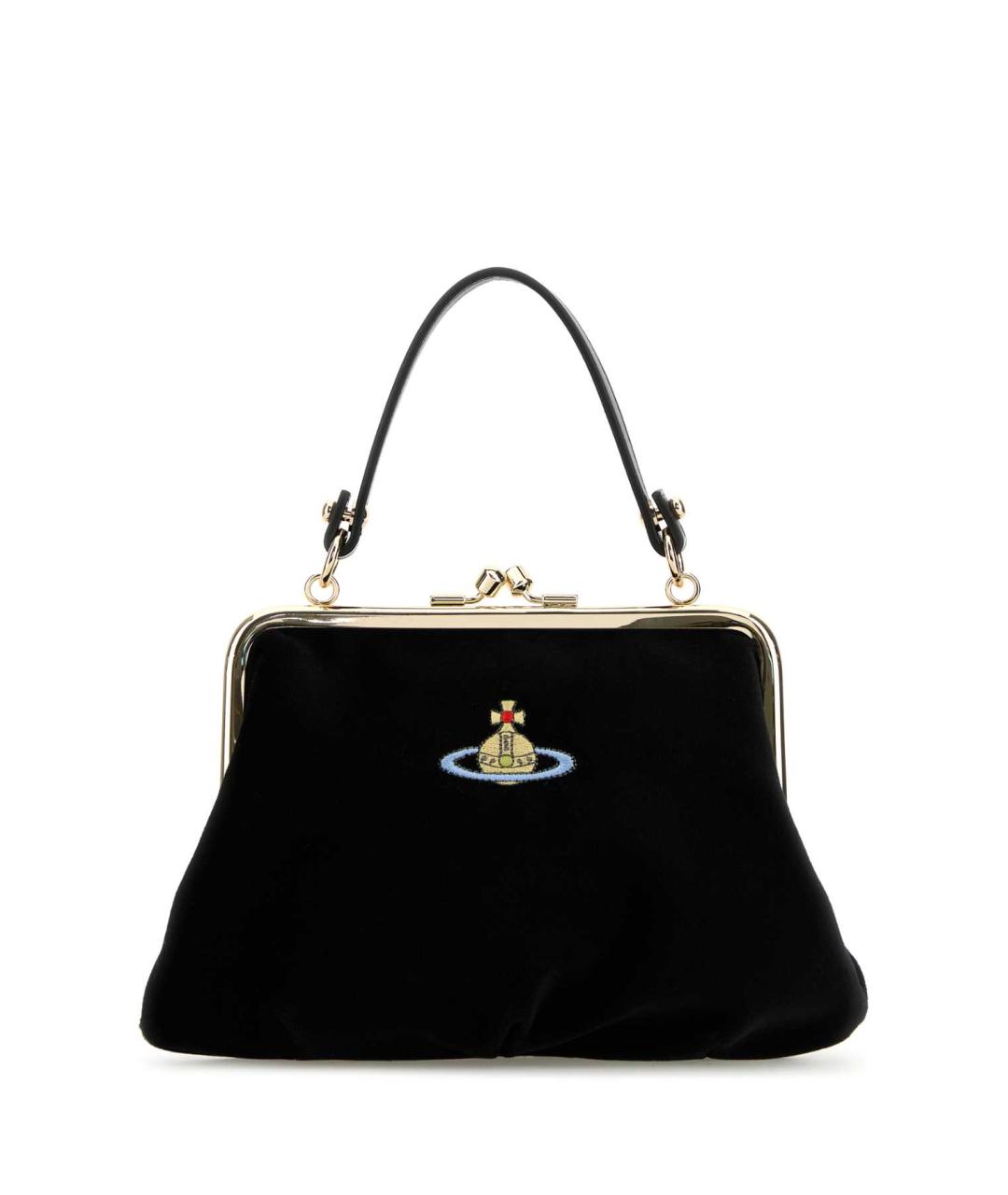VIVIENNE WESTWOOD Черная кожаная сумка с короткими ручками, фото 3