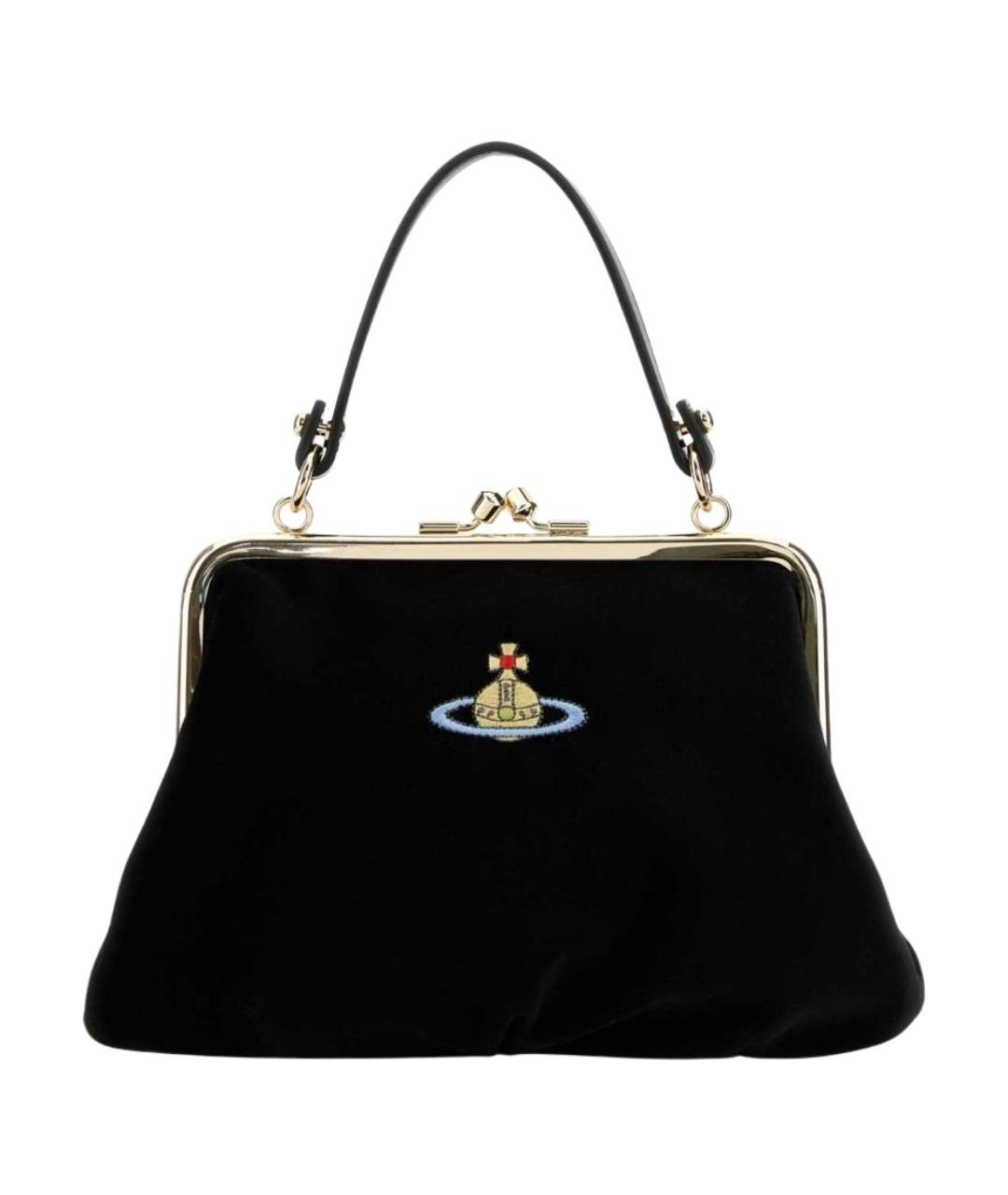 VIVIENNE WESTWOOD Черная кожаная сумка с короткими ручками, фото 1